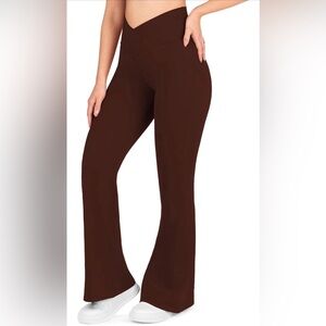 Nirlon Crossover Flare Yoga Pants High Waisted Buttery Soft NEW Multiple Sizes